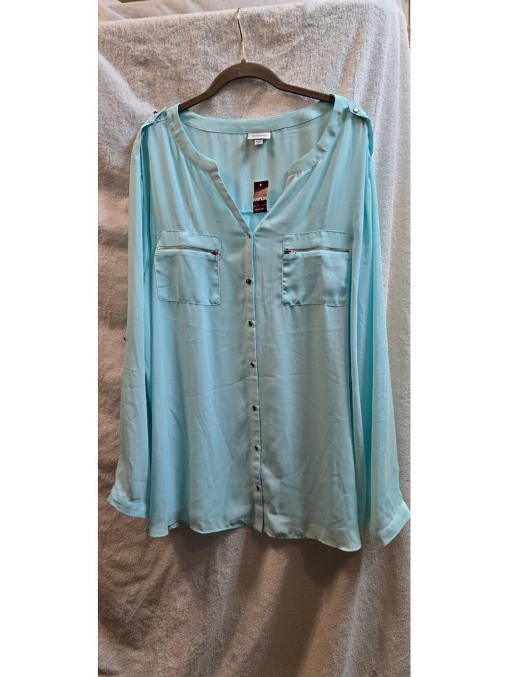 Avenue Mint Button Front Blouse